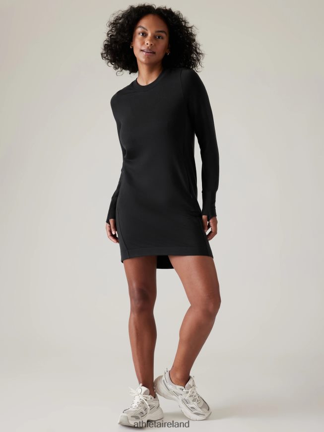 Clothing Athleta Coaster Luxe Sweatshirt Dress Black Women TB826Z774