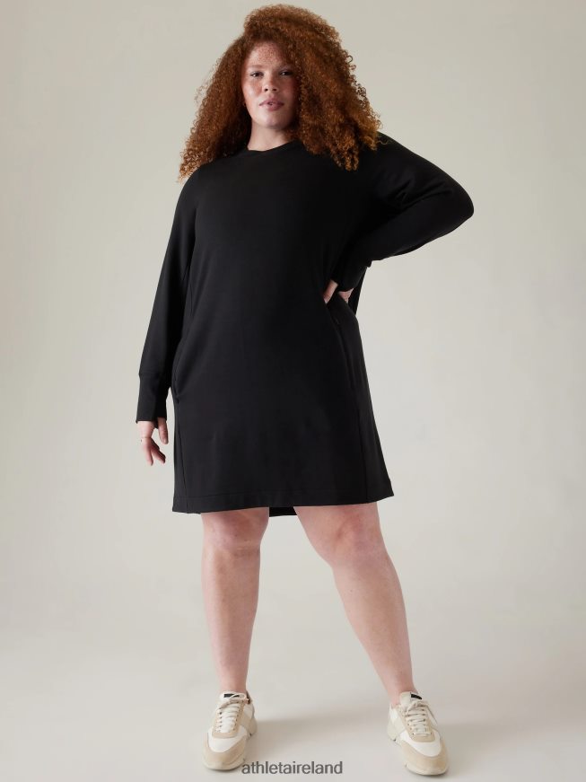 Clothing Athleta Coaster Luxe Sweatshirt Dress Black Women TB826Z774