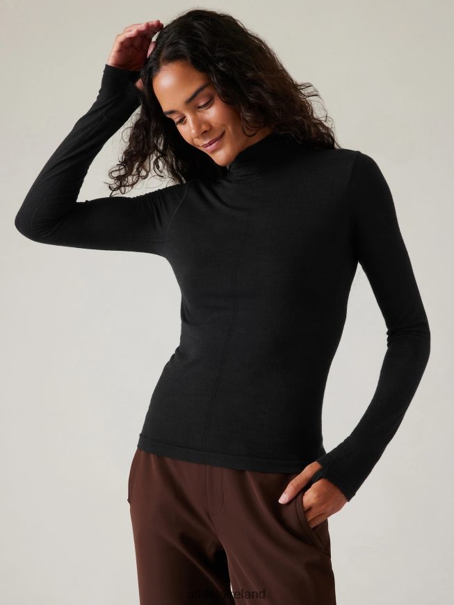 Clothing Athleta Ascent Seamless Turtleneck Black Women TB826Z529