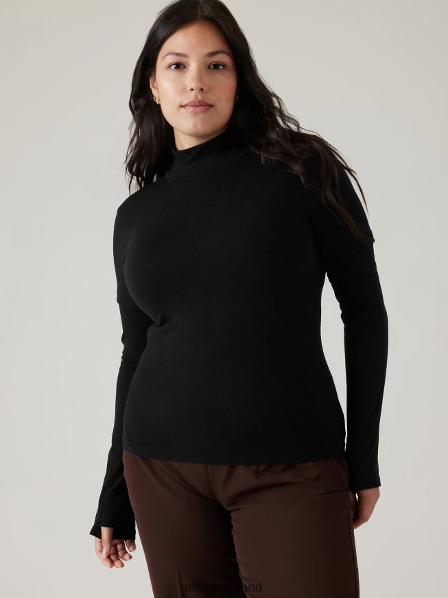 Clothing Athleta Ascent Seamless Turtleneck Black Women TB826Z529