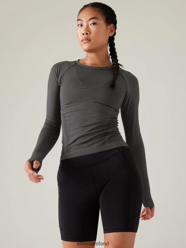 Clothing Athleta Momentum Seamless Top Black Mini Stripe Women TB826Z382