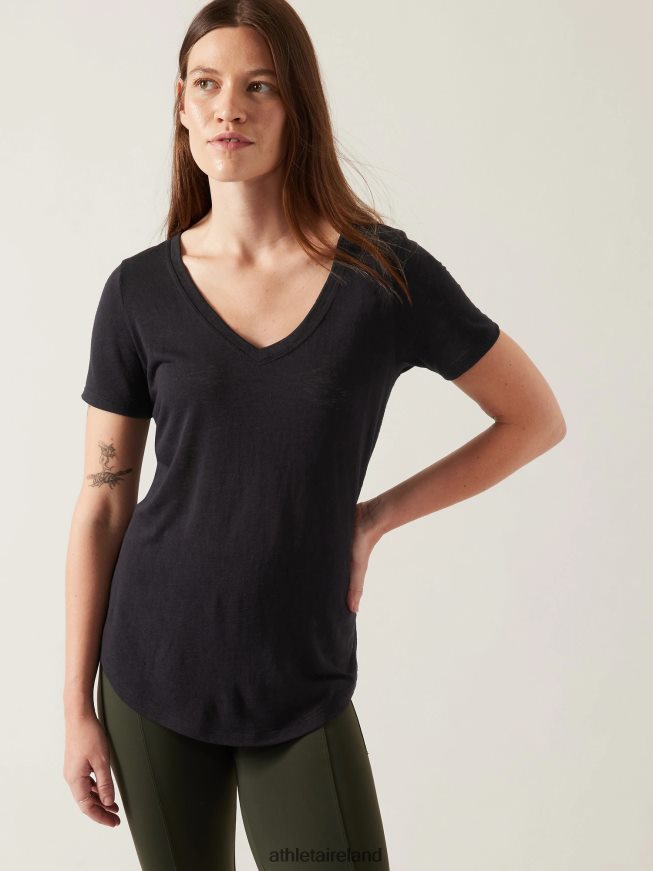 Clothing Athleta Breezy Scoop V Tee Black Women TB826Z310