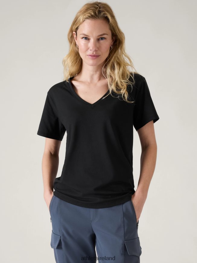 Clothing Athleta Essential V-Neck Tee Black Women TB826Z535