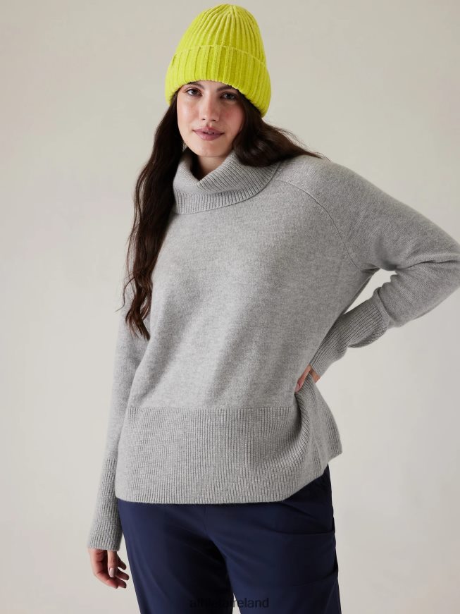 Clothing Athleta Alpine Turtleneck Sweater Grey Heather Women TB826Z247