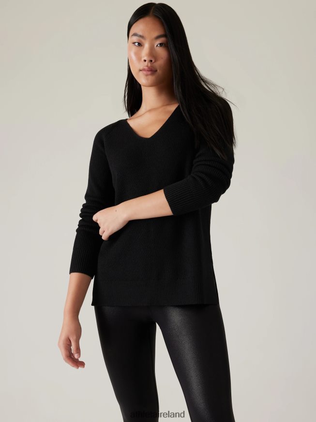 Clothing Athleta Hanover Refined V-Neck Sweater Black Women TB826Z474