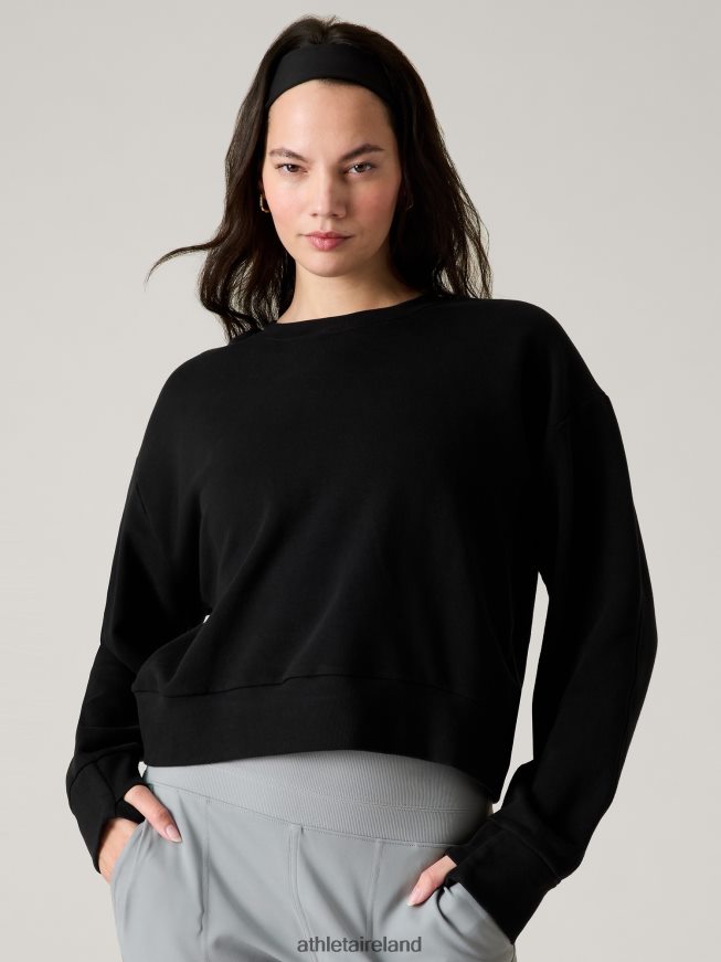 Clothing Athleta Retroplush Revive Crewneck Sweatshirt Black Women TB826Z506