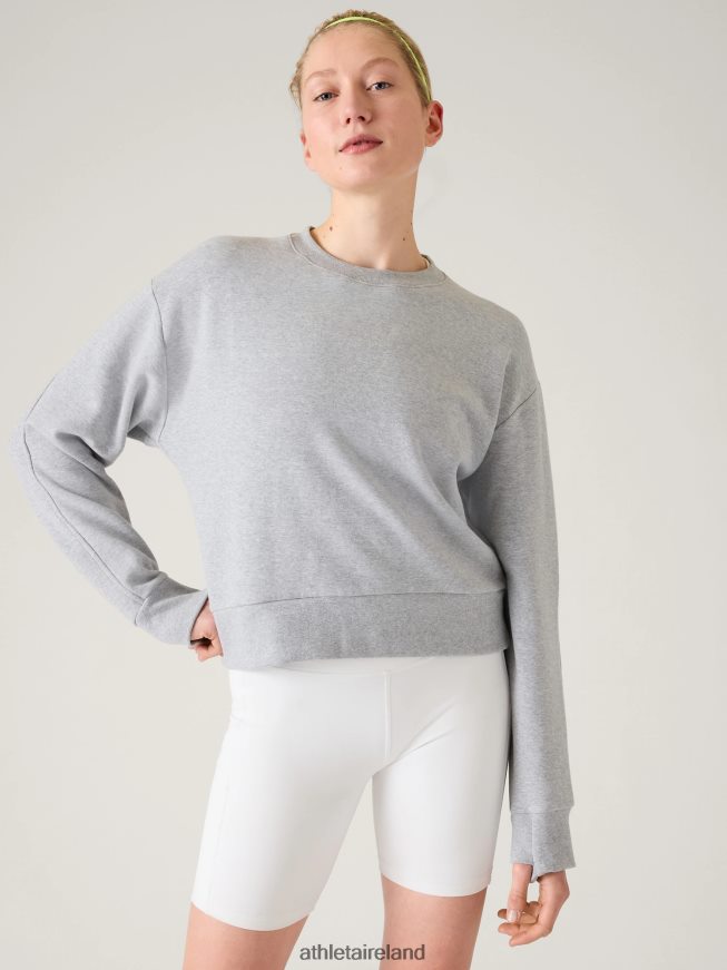 Clothing Athleta Retroplush Revive Crewneck Sweatshirt Grey Heather Women TB826Z274