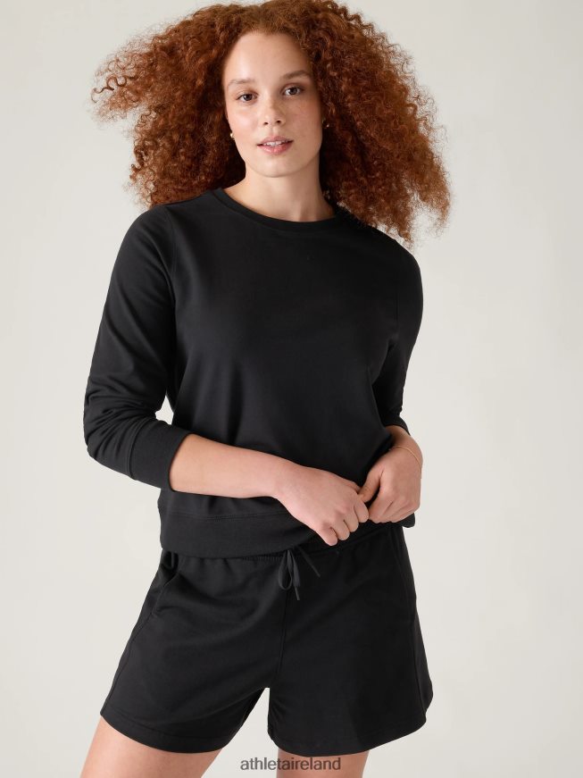 Clothing Athleta Retroterry Crewneck Sweatshirt Black Women TB826Z280