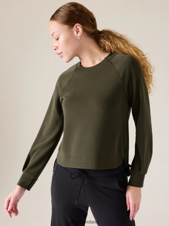 Clothing Athleta Seasoft Crewneck Sweatshirt Aspen Olive Women TB826Z251