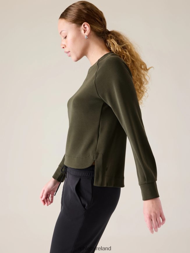 Clothing Athleta Seasoft Crewneck Sweatshirt Aspen Olive Women TB826Z251