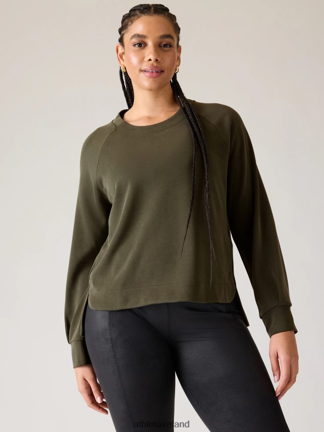 Clothing Athleta Seasoft Crewneck Sweatshirt Aspen Olive Women TB826Z251