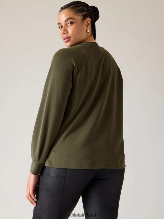 Clothing Athleta Seasoft Crewneck Sweatshirt Aspen Olive Women TB826Z251