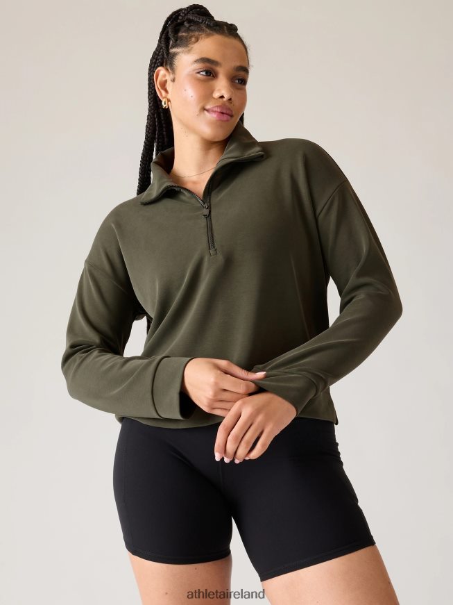 Clothing Athleta Seasoft Quarter Zip Aspen Olive Women TB826Z193