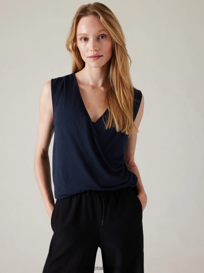 Clothing Athleta Breezy Wrap Tank Navy Women TB826Z508