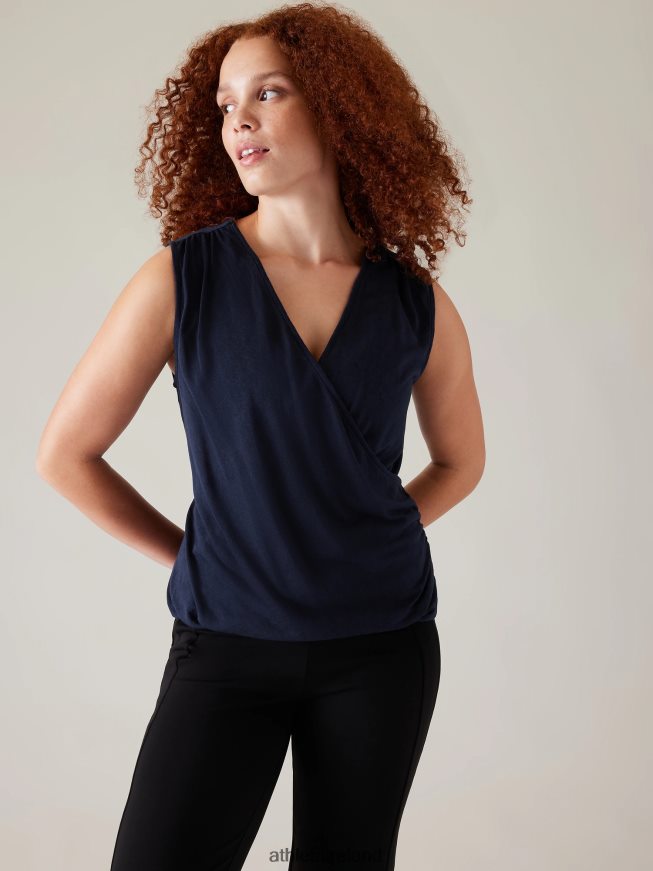 Clothing Athleta Breezy Wrap Tank Navy Women TB826Z508