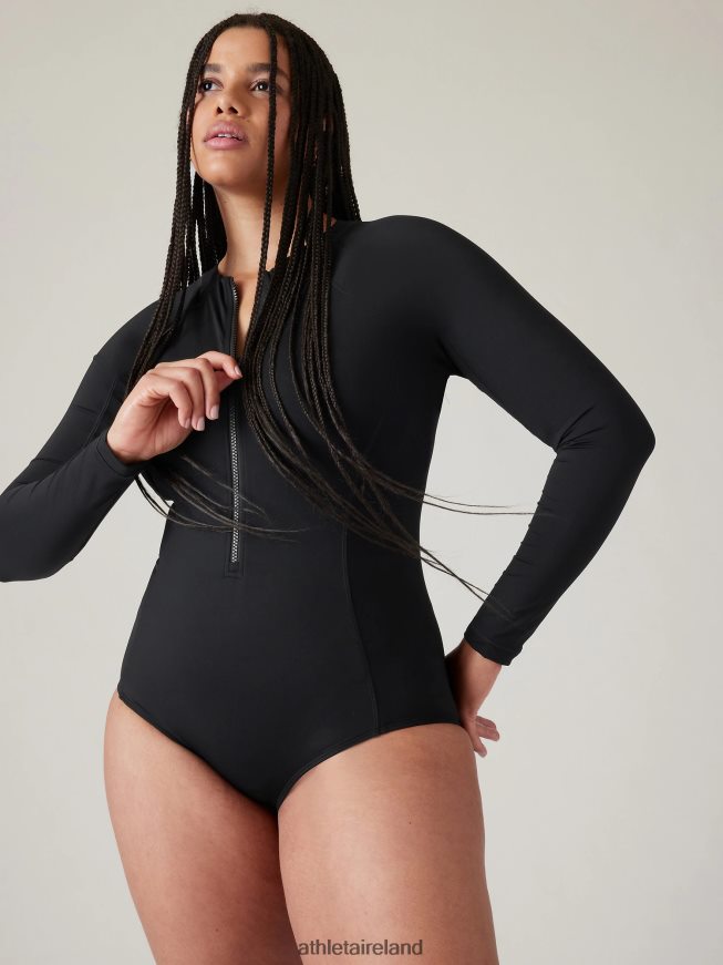 Swimwearwear Athleta Sun Shield One Piece Rashguard Black Women TB826Z906