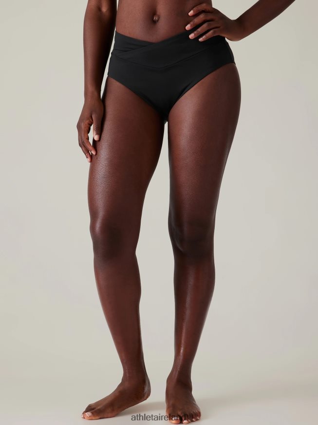 Swimwearwear Athleta High Waist Crossover Bikini Bottom Black Women TB826Z864